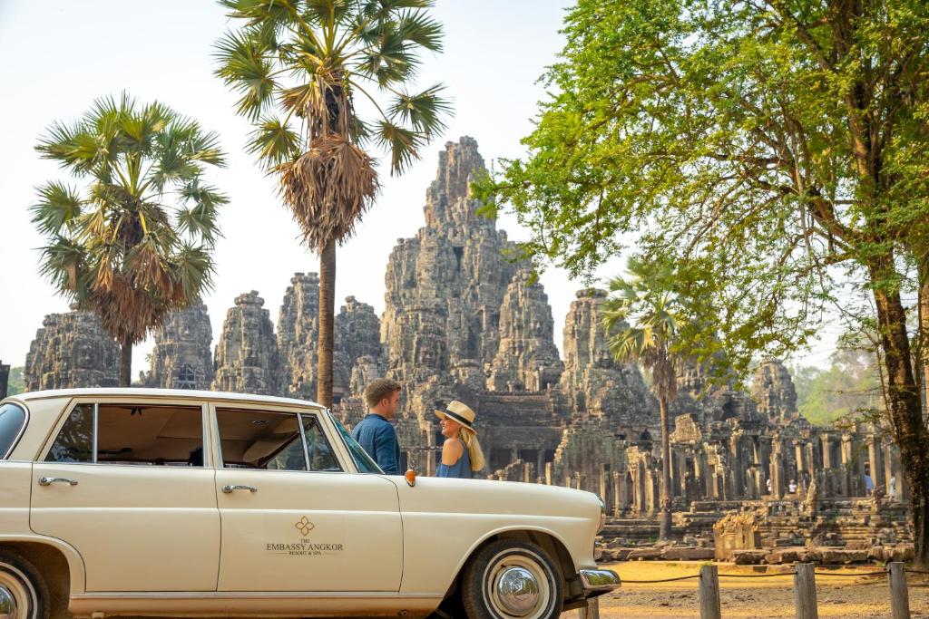 Couple rental car Angkor Wat